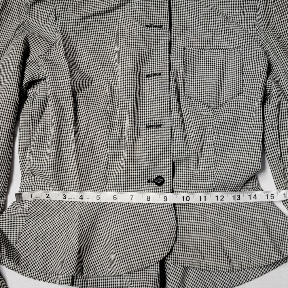 Women's Black and White Checkered Peplum Style Jacket or Blouse - Picture 3 of 16